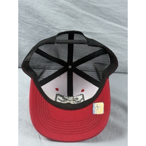 Bear Rich Money Bag Style Top Level Mesh Trucker Hat Red Curved Baseball Cap - Picture 3 of 4